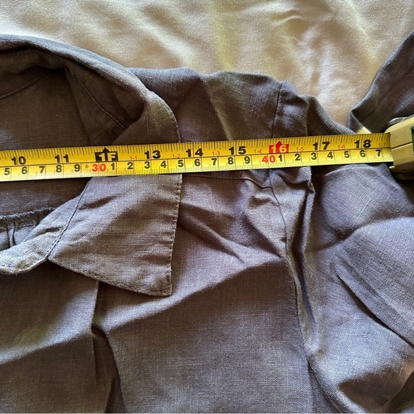 Allen Allen Blue Tie Dye Linen Shirt Dress Size M - Picture 10 of 11